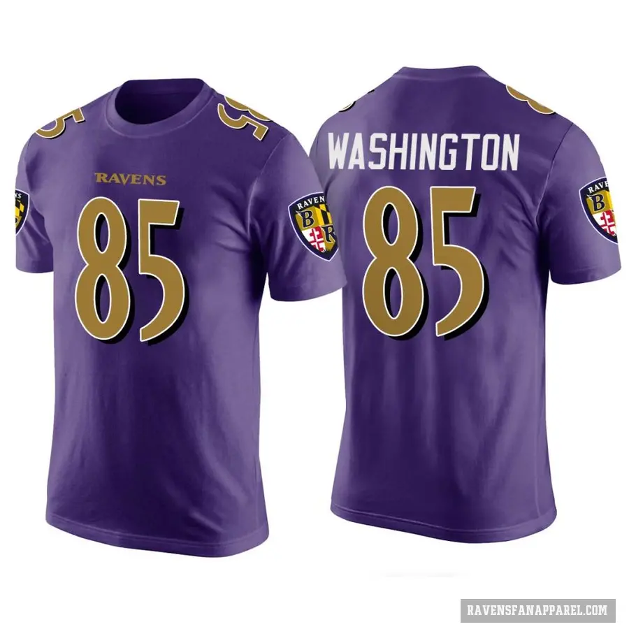 Men's ＃85 Scotty Washington Baltimore Ravens Purple Color Rush T-Shirt