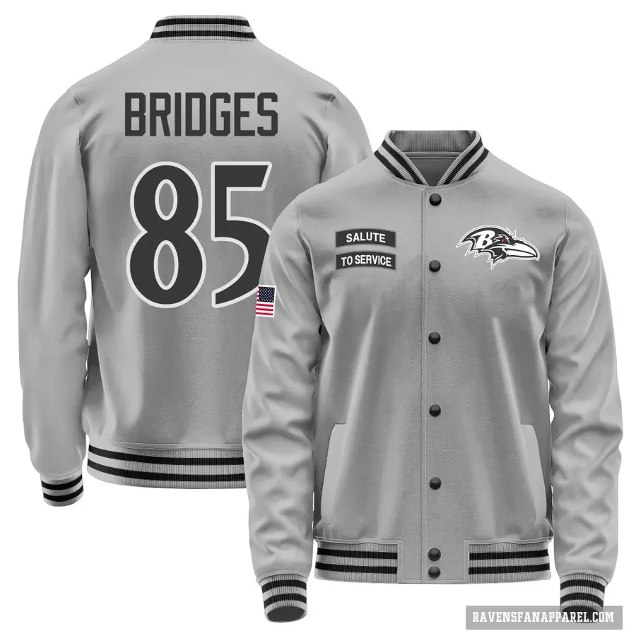 Men's ＃85 Shemar Bridges Baltimore Ravens Gray Salute to Service Performance Jacket