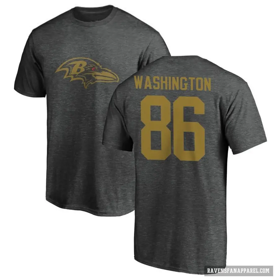 Men's ＃86 Isaiah Washington Baltimore Ravens Ash One Color T-Shirt