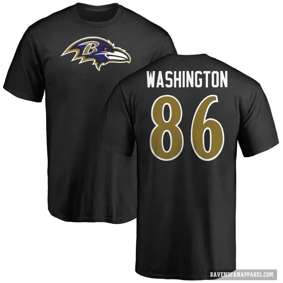 Men's ＃86 Isaiah Washington Baltimore Ravens Black Logo T-Shirt