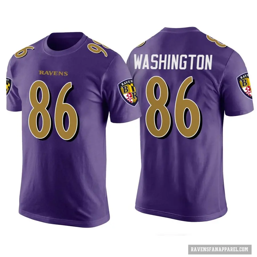 Men's ＃86 Isaiah Washington Baltimore Ravens Purple Color Rush T-Shirt