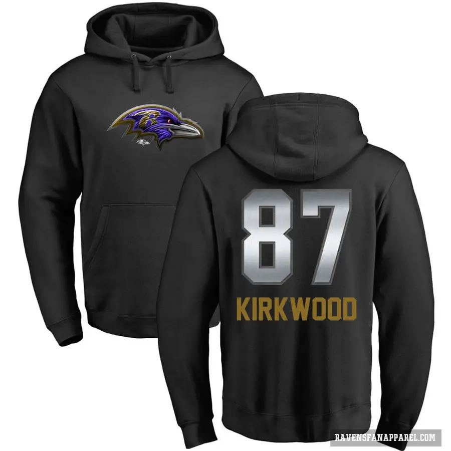 Men's ＃87 Keith Kirkwood Baltimore Ravens Black Midnight Mascot Pullover Hoodie