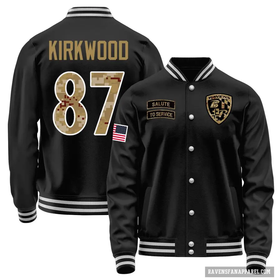 Men's ＃87 Keith Kirkwood Baltimore Ravens Black Salute to Service Sideline Performance Jacket