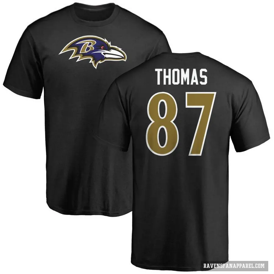 Men's ＃87 Mike Thomas Baltimore Ravens Black Logo T-Shirt