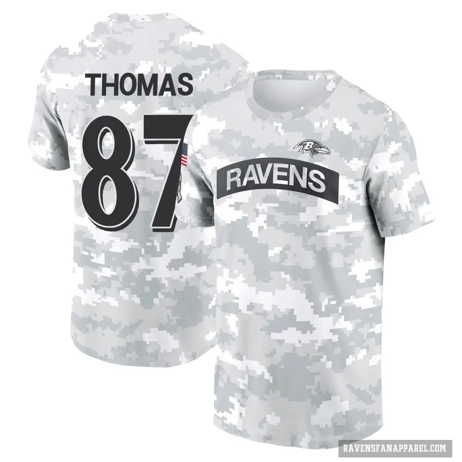 Men's ＃87 Mike Thomas Baltimore Ravens Camo Arctic 2024 Salute to Service Performance T-Shirt