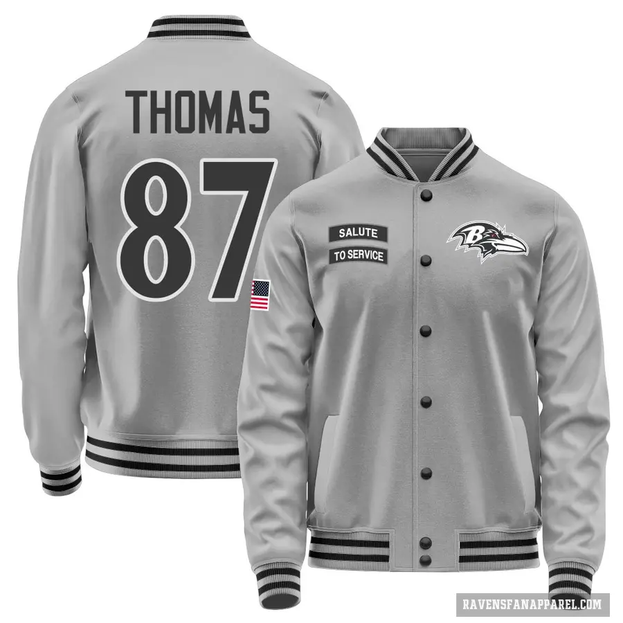 Men's ＃87 Mike Thomas Baltimore Ravens Gray Salute to Service Performance Jacket