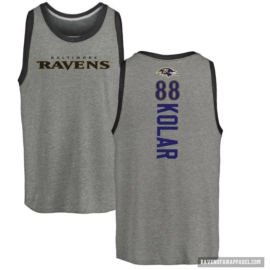 Men's ＃88 Charlie Kolar Baltimore Ravens Ash Backer Tank Top