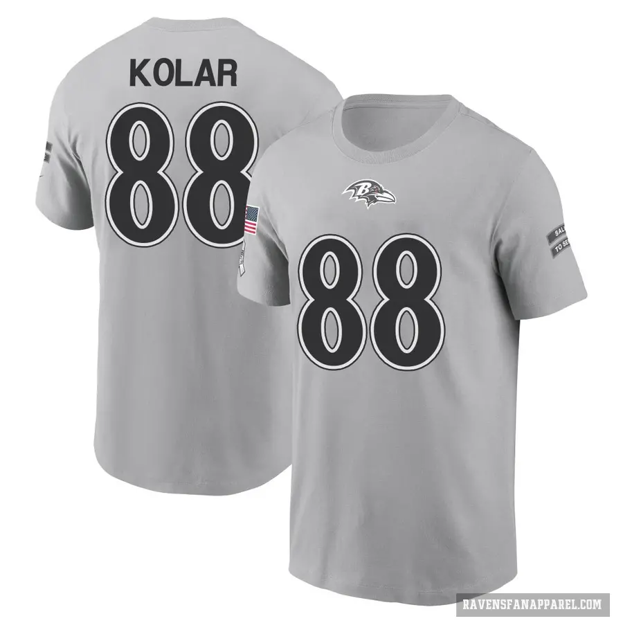 Men's ＃88 Charlie Kolar Baltimore Ravens Gray 2024 Salute to Service T-Shirt