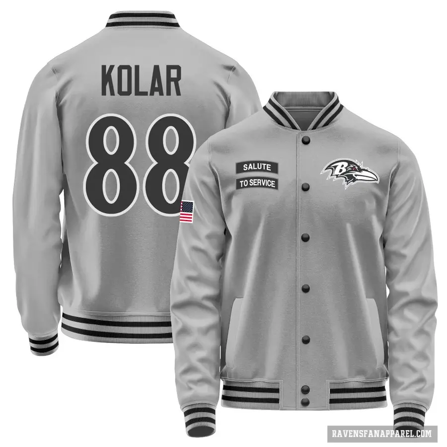 Men's ＃88 Charlie Kolar Baltimore Ravens Gray Salute to Service Performance Jacket