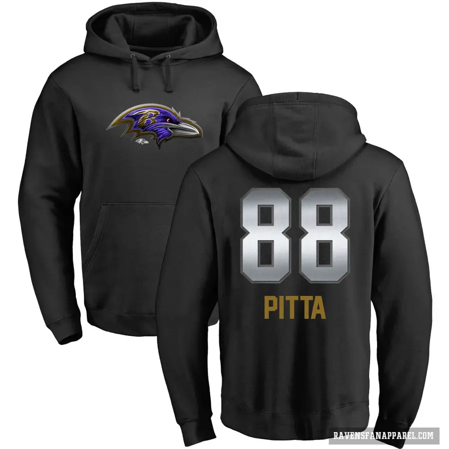 Men's ＃88 Dennis Pitta Baltimore Ravens Black Midnight Mascot Pullover Hoodie