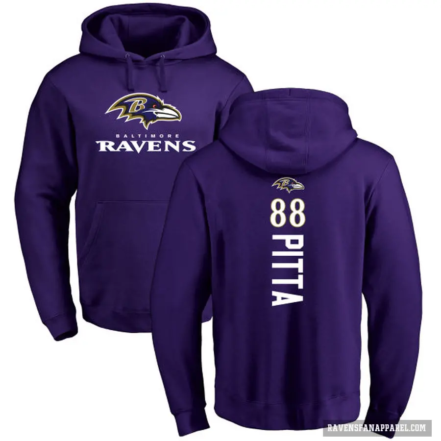 Men's ＃88 Dennis Pitta Baltimore Ravens Purple Pro Line by Branded Backer Pullover Hoodie