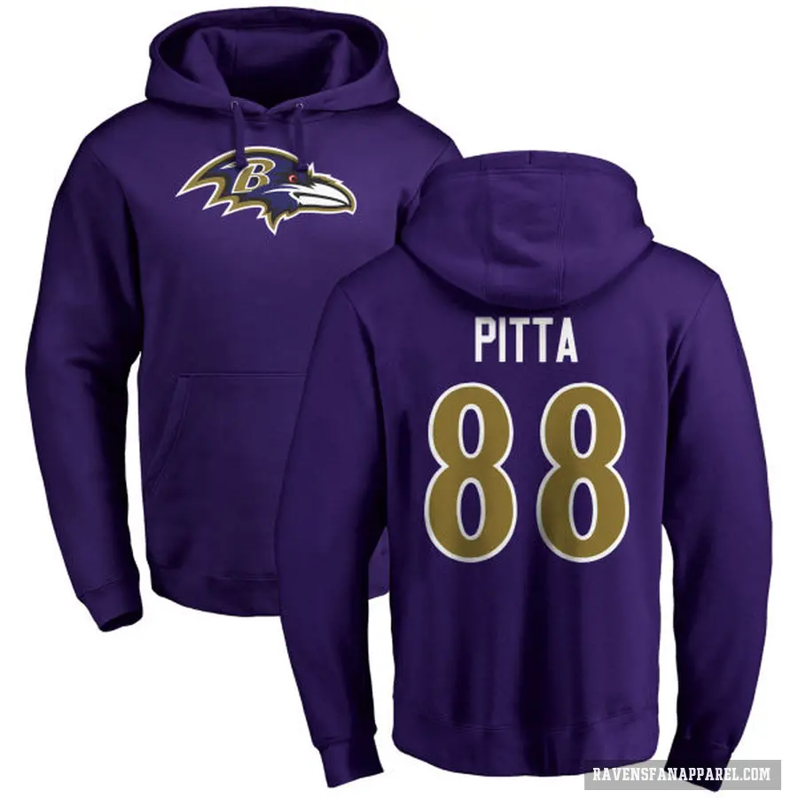 Men's ＃88 Dennis Pitta Baltimore Ravens Purple Pro Line by Branded Name & Number Logo Pullover Hoodie