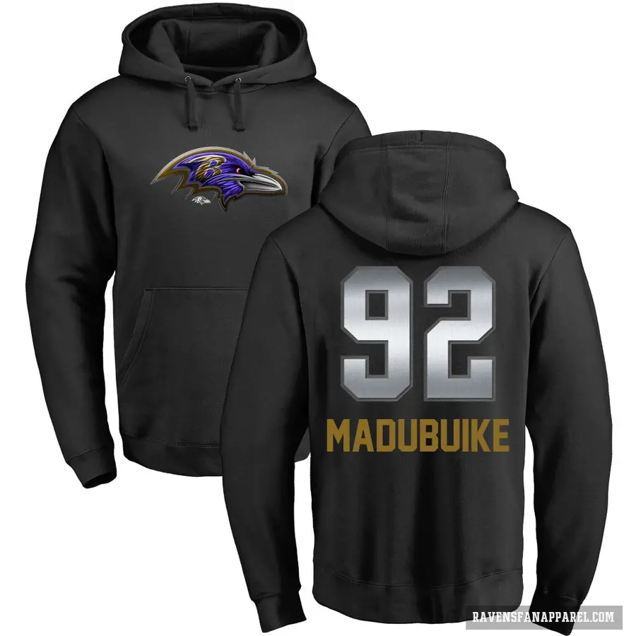 Men's ＃92 Nnamdi Madubuike Baltimore Ravens Black Midnight Mascot Pullover Hoodie