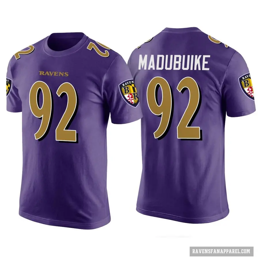 Men's ＃92 Nnamdi Madubuike Baltimore Ravens Purple Color Rush T-Shirt