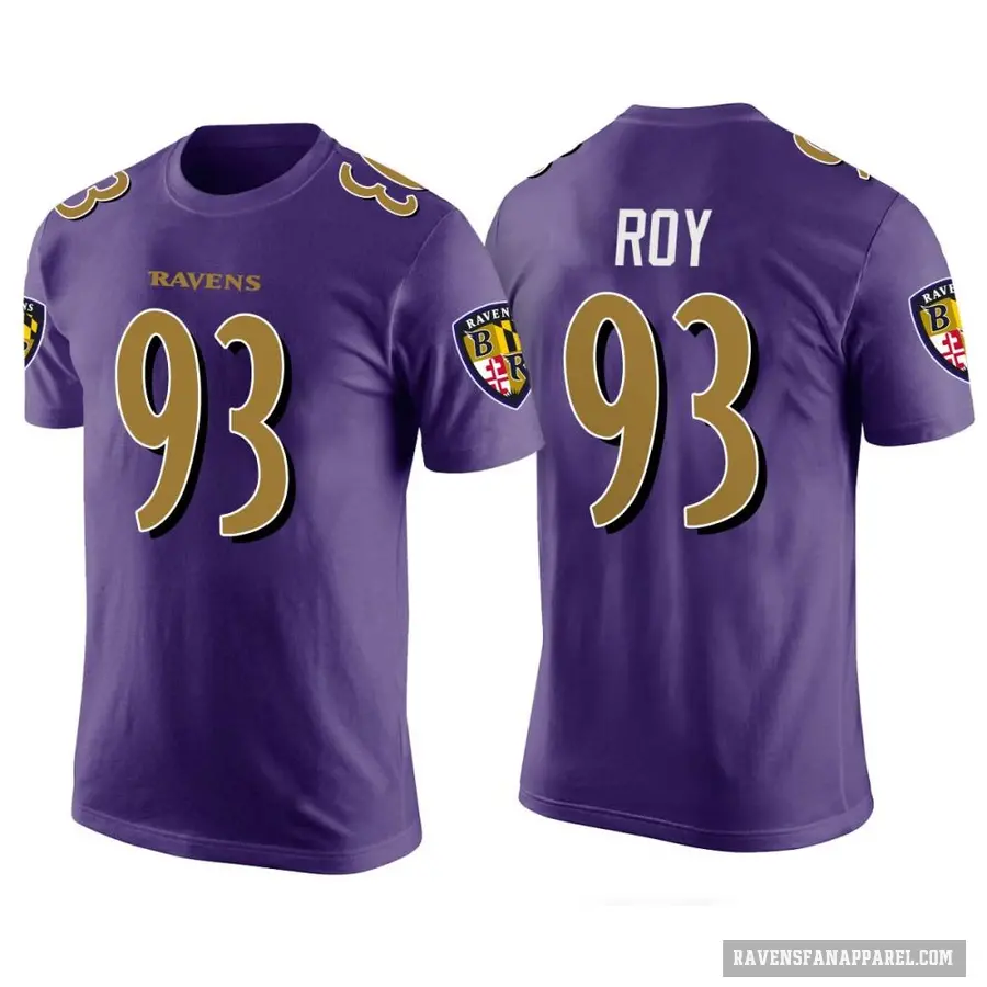 Men's ＃93 Bravvion Roy Baltimore Ravens Purple Color Rush T-Shirt