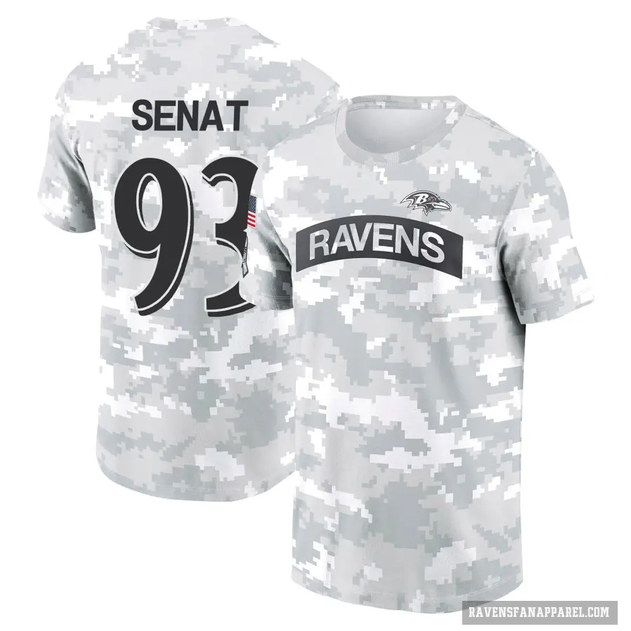 Men's ＃93 Deadrin Senat Baltimore Ravens Camo Arctic 2024 Salute to Service Performance T-Shirt