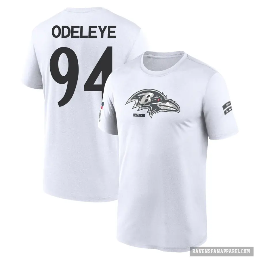 Men's ＃94 Adedayo Odeleye Baltimore Ravens White 2024 Salute to Service Performance T-Shirt