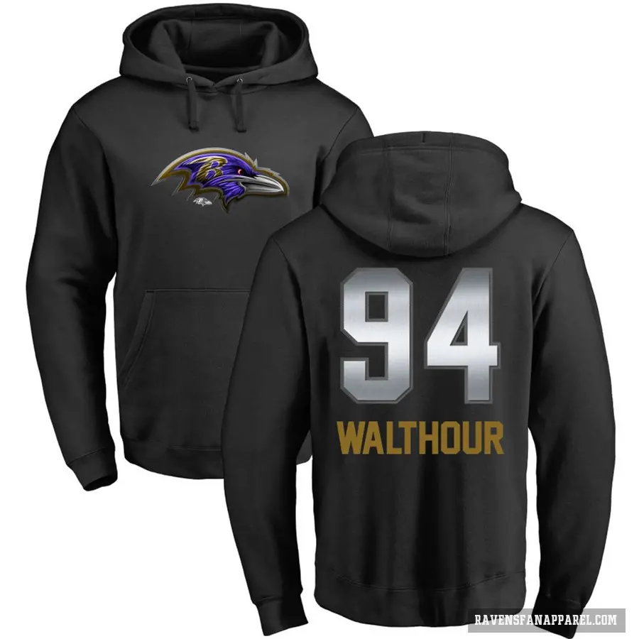 Men's ＃94 Tramel Walthour Baltimore Ravens Black Midnight Mascot Pullover Hoodie