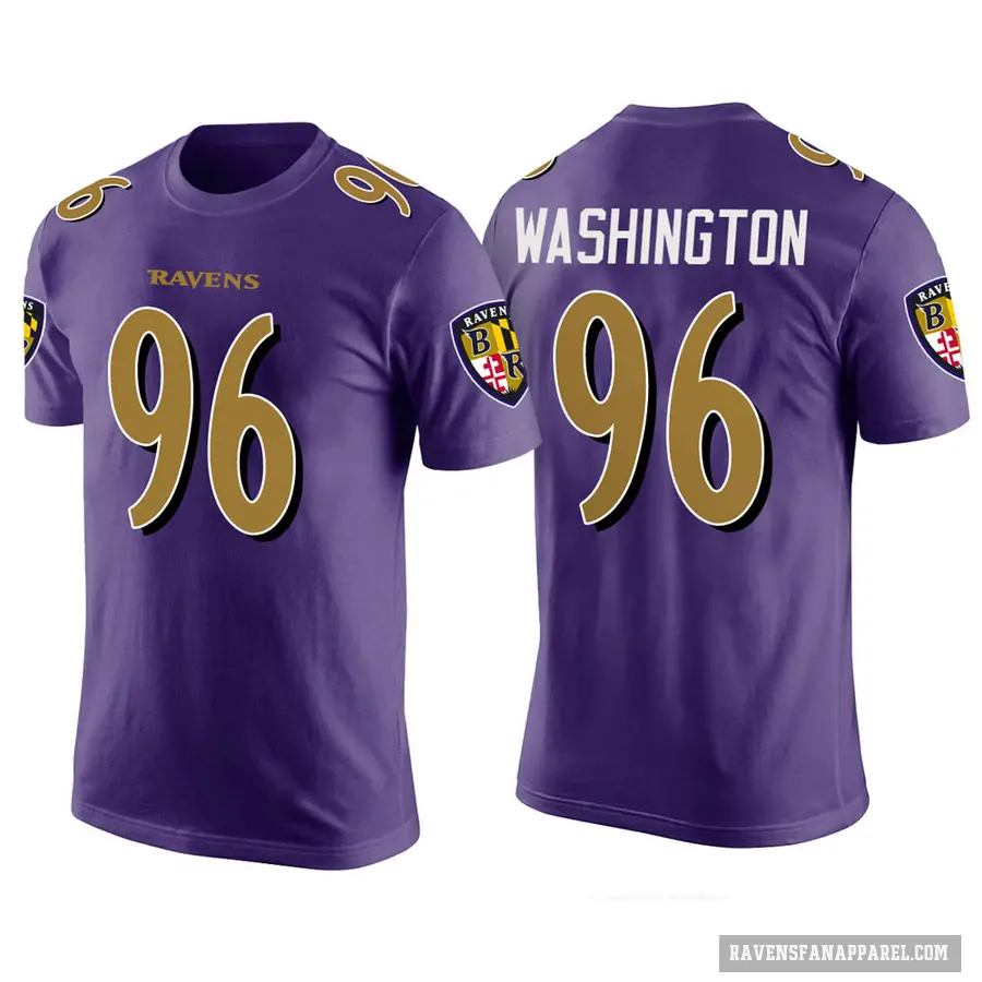 Men's ＃96 Broderick Washington Baltimore Ravens Purple Color Rush T-Shirt