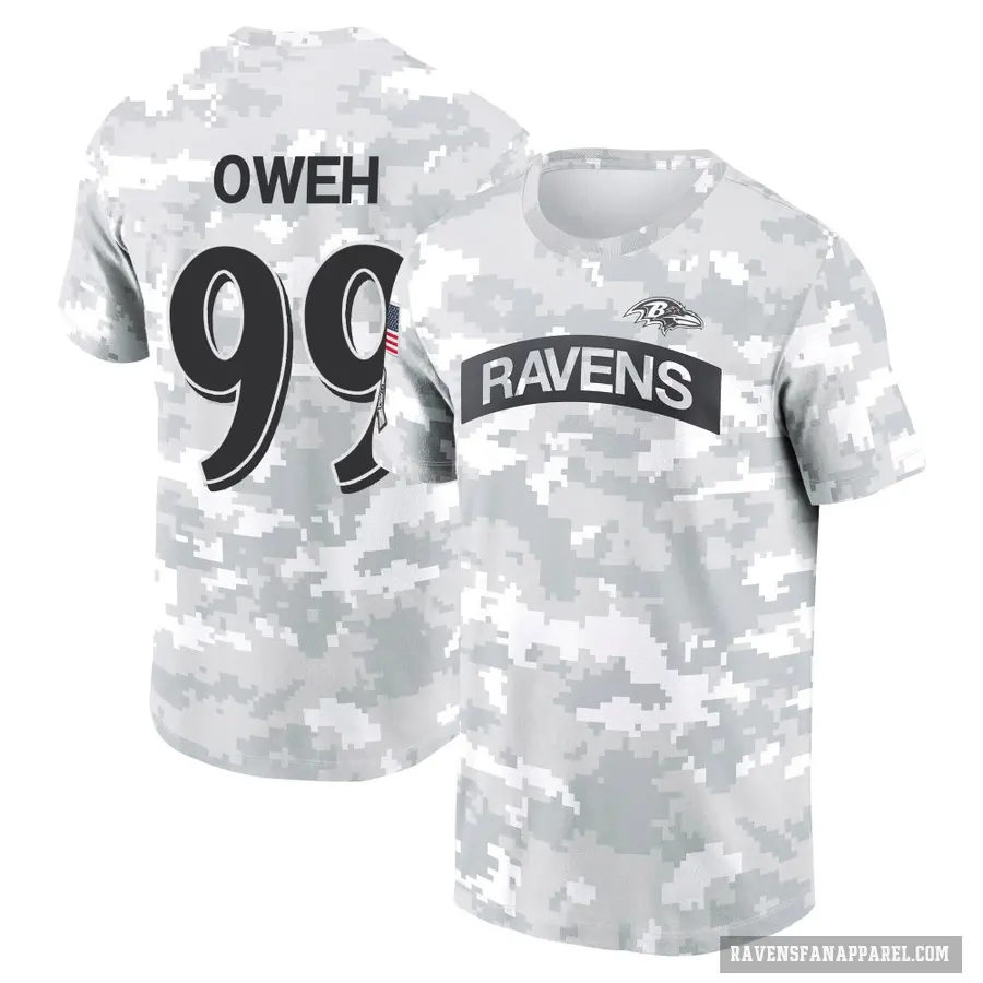 Men's ＃99 Odafe Oweh Baltimore Ravens Camo Arctic 2024 Salute to Service Performance T-Shirt