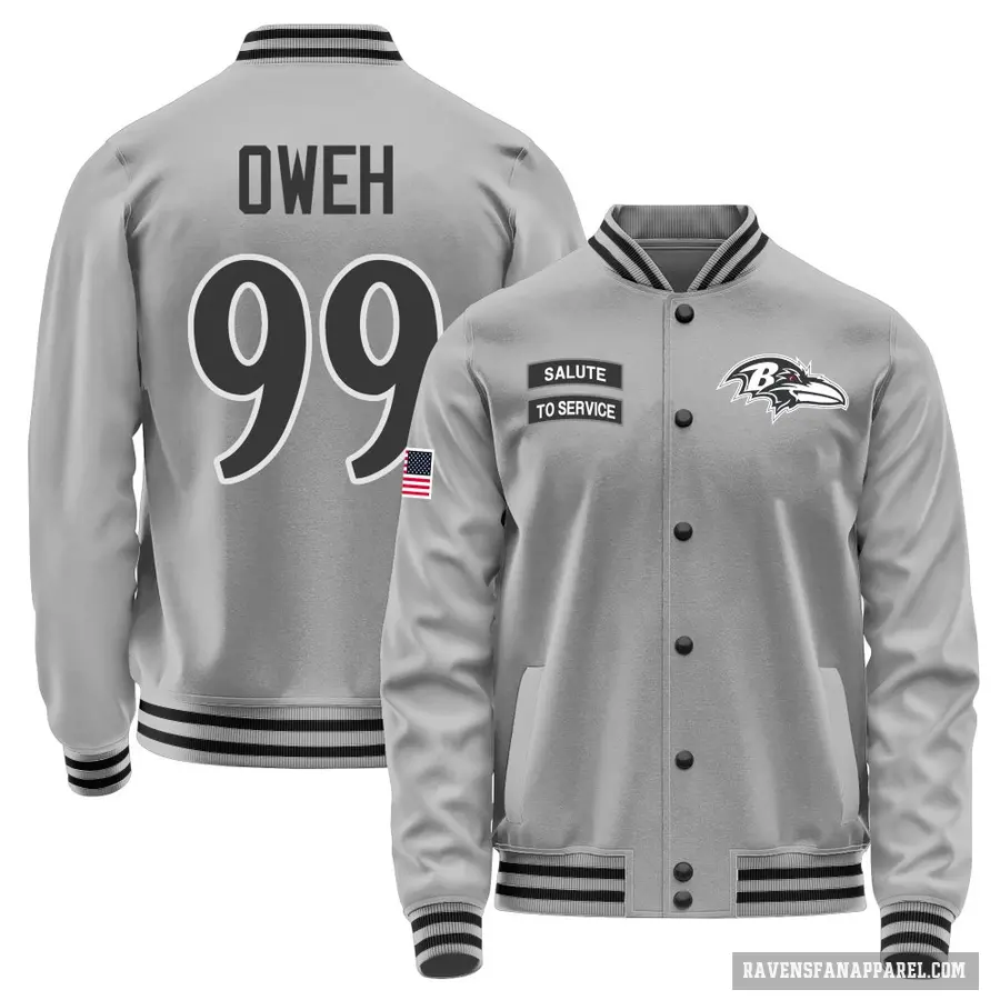 Men's ＃99 Odafe Oweh Baltimore Ravens Gray Salute to Service Performance Jacket