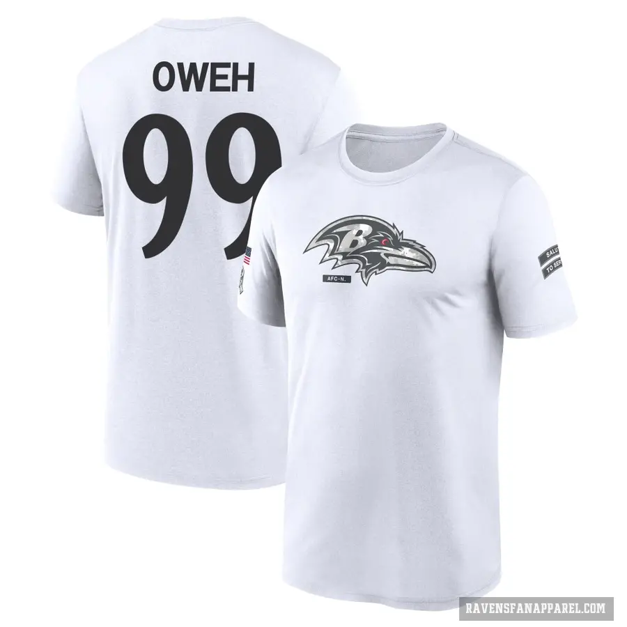 Men's ＃99 Odafe Oweh Baltimore Ravens White 2024 Salute to Service Performance T-Shirt