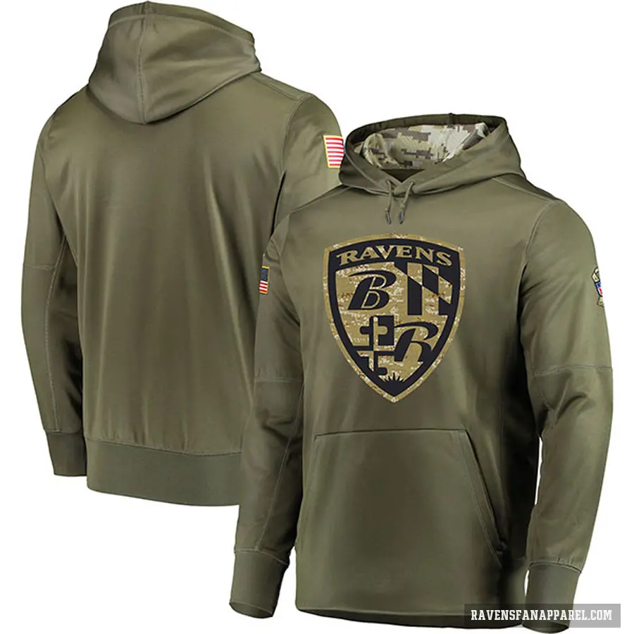 Men's Blank Baltimore Ravens Olive Salute to Service Pullover Hoodie