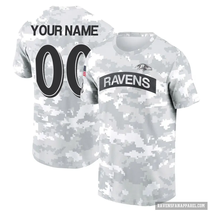 Women's ＃00 Custom Baltimore Ravens Camo Arctic 2024 Salute to Service Long Sleeve T-Shirt