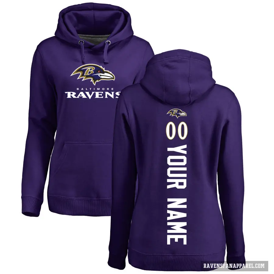 Women's ＃00 Custom Baltimore Ravens Purple Branded Backer Pullover Hoodie