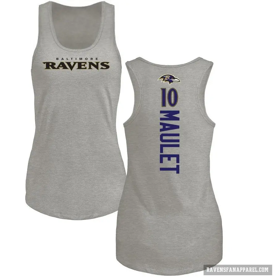 Women's ＃10 Arthur Maulet Baltimore Ravens Ash Backer Tank Top