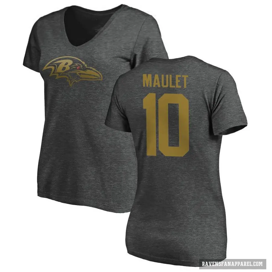 Women's ＃10 Arthur Maulet Baltimore Ravens Ash One Color T-Shirt