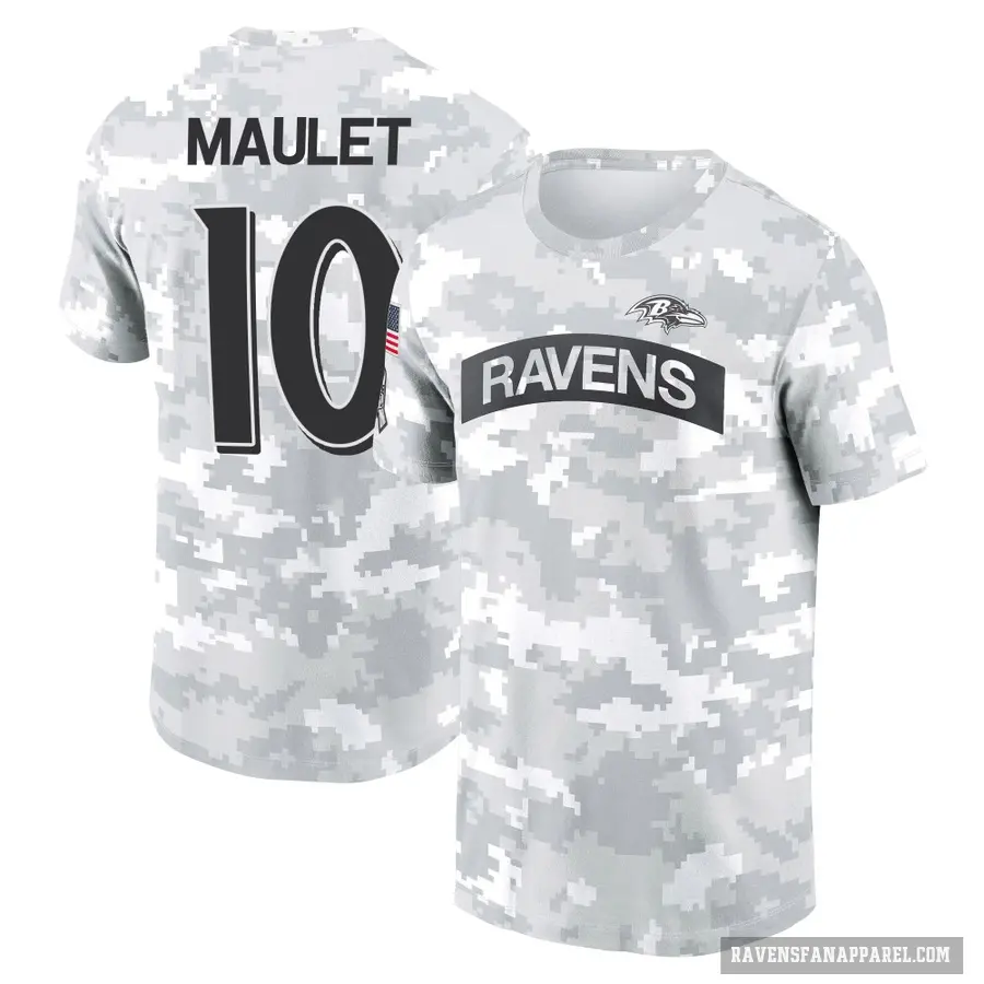 Women's ＃10 Arthur Maulet Baltimore Ravens Camo Arctic 2024 Salute to Service Long Sleeve T-Shirt