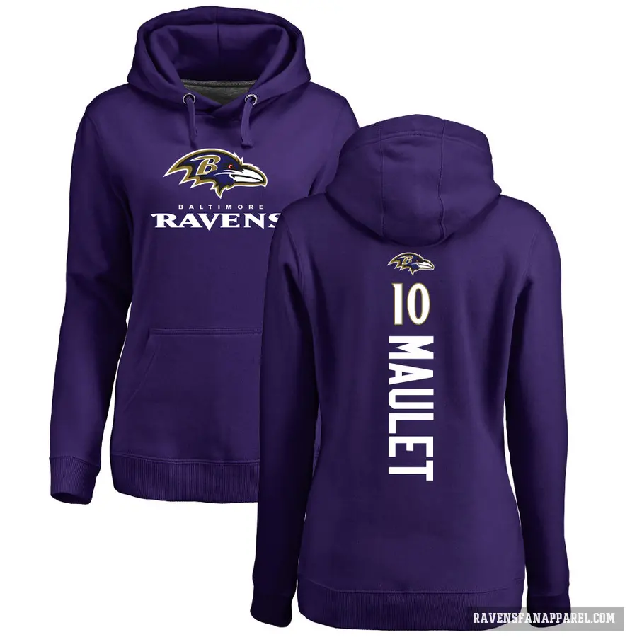 Women's ＃10 Arthur Maulet Baltimore Ravens Purple Branded Backer Pullover Hoodie