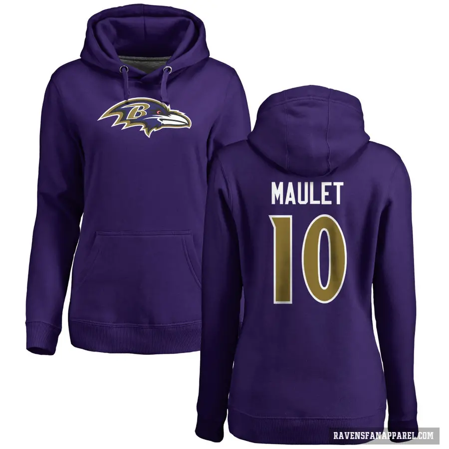 Women's ＃10 Arthur Maulet Baltimore Ravens Purple Pro Line by Branded Name & Number Logo Pullover Hoodie