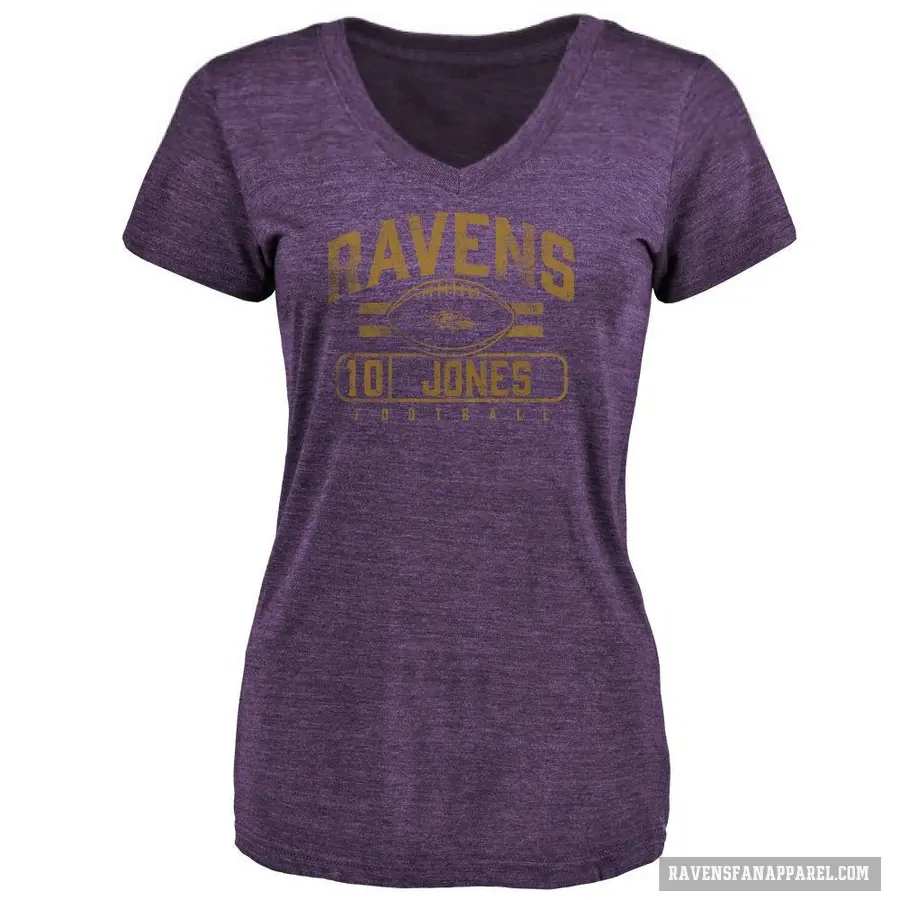 Women's ＃10 Emory Jones Baltimore Ravens Purple Flanker T-Shirt