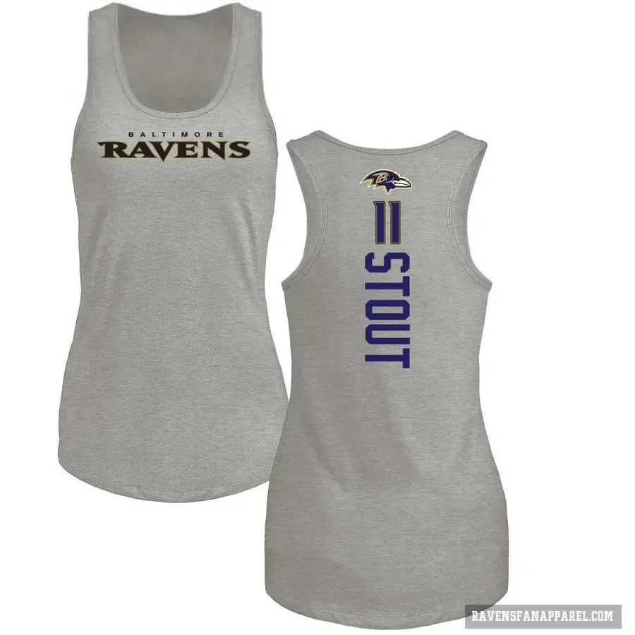 Women's ＃11 Jordan Stout Baltimore Ravens Ash Backer Tank Top