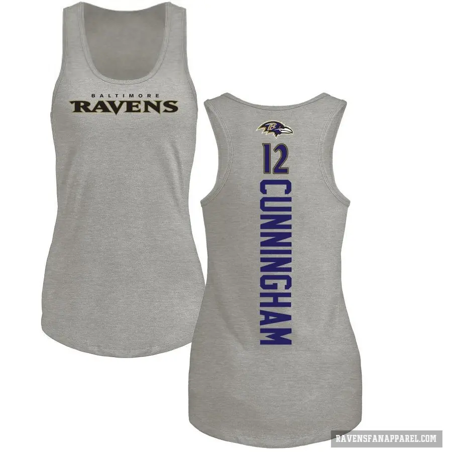 Women's ＃12 Malik Cunningham Baltimore Ravens Ash Backer Tank Top