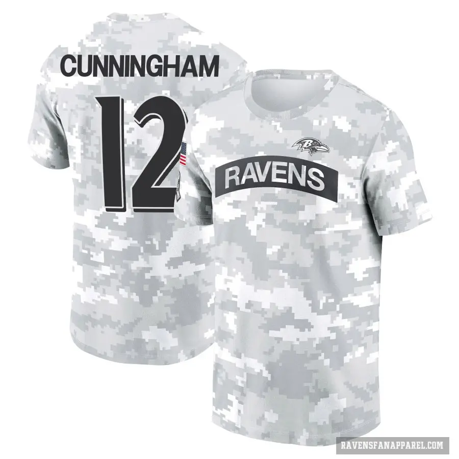 Women's ＃12 Malik Cunningham Baltimore Ravens Camo Arctic 2024 Salute to Service Long Sleeve T-Shirt