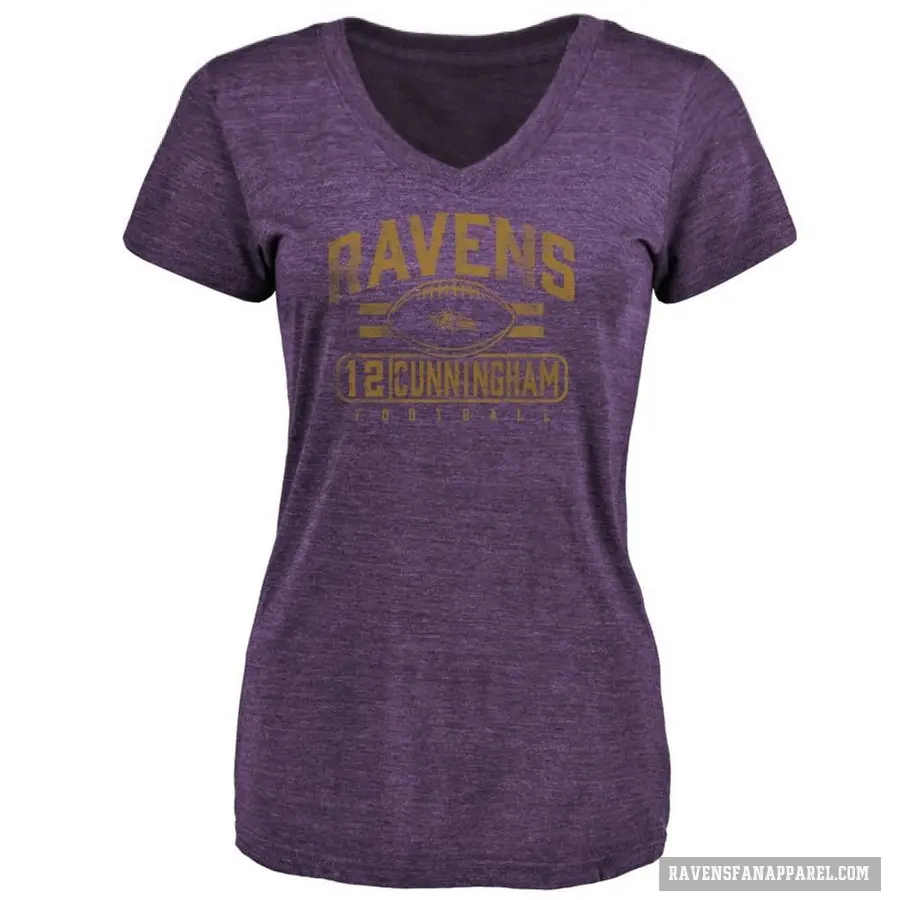 Women's ＃12 Malik Cunningham Baltimore Ravens Purple Flanker T-Shirt