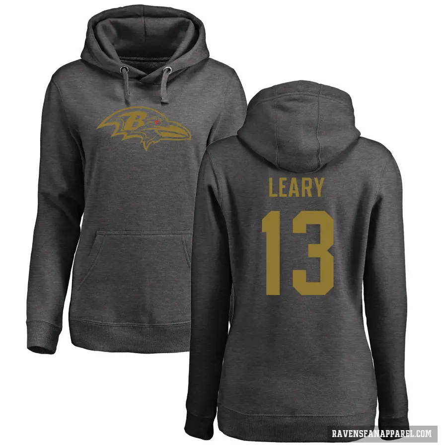 Women's ＃13 Devin Leary Baltimore Ravens Pro Line by Branded Ash One Color Pullover Hoodie