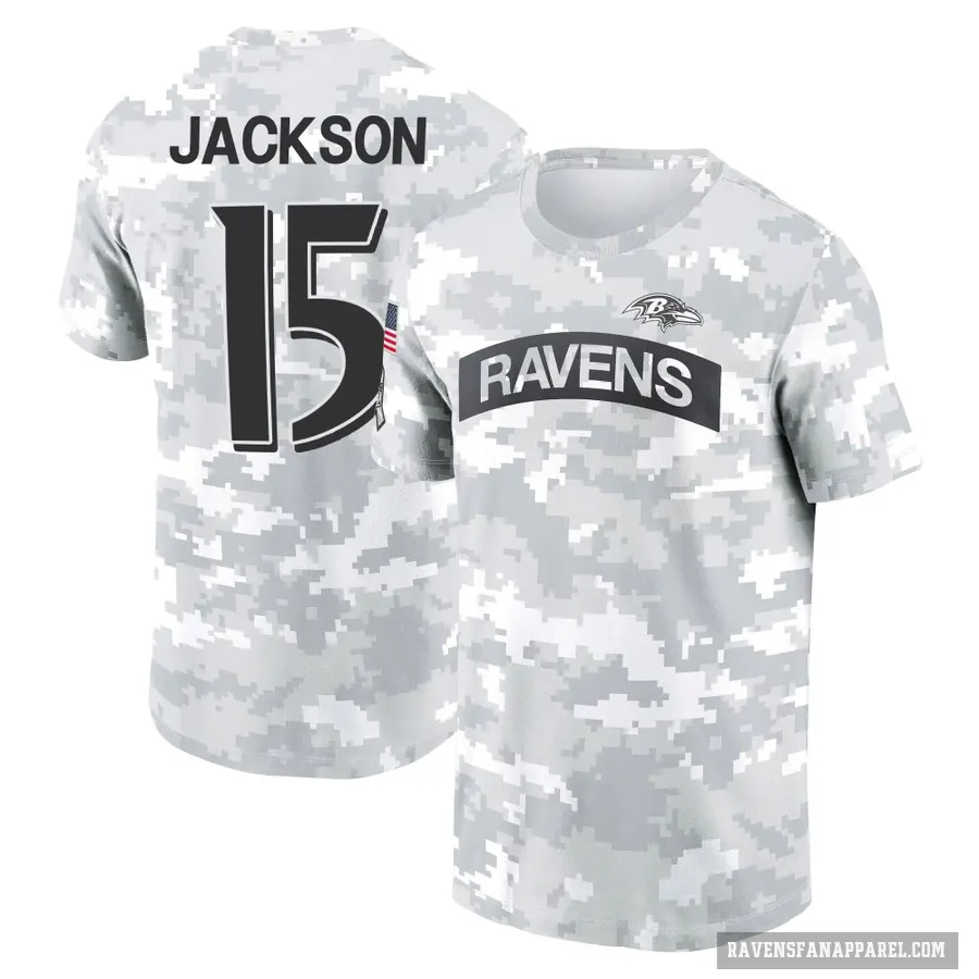 Women's ＃15 DeSean Jackson Baltimore Ravens Camo Arctic 2024 Salute to Service Long Sleeve T-Shirt