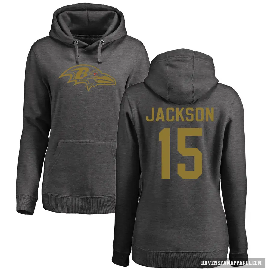 Women's ＃15 DeSean Jackson Baltimore Ravens Pro Line by Branded Ash One Color Pullover Hoodie