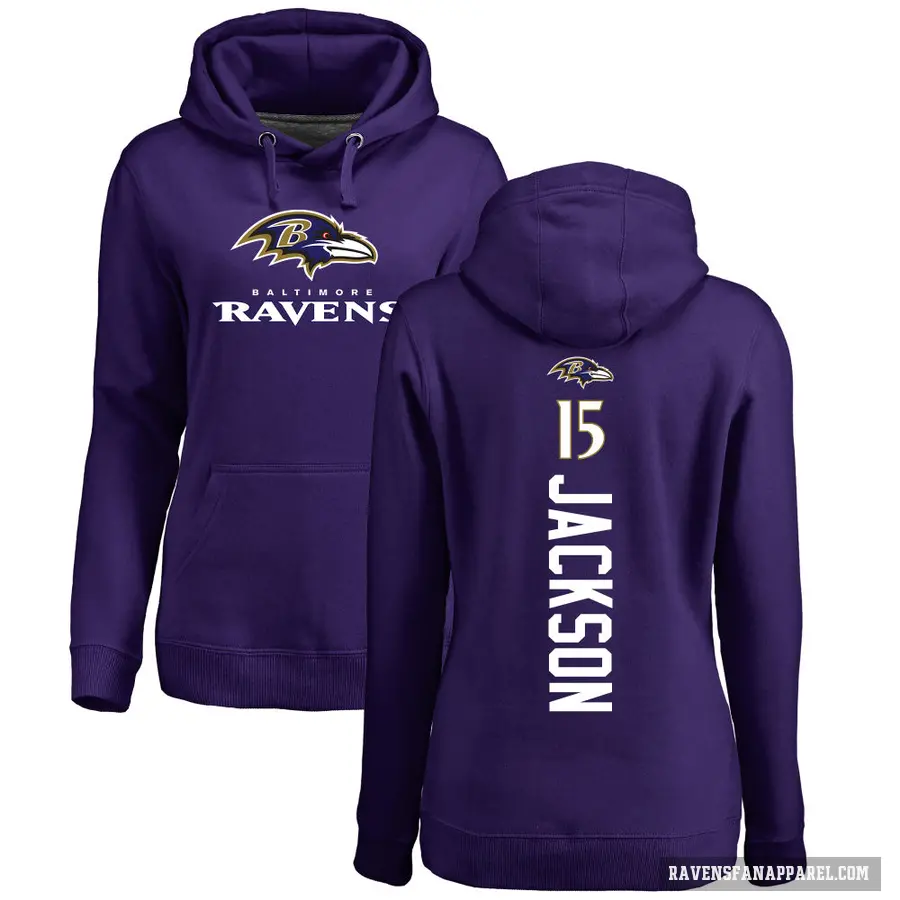 Women's ＃15 DeSean Jackson Baltimore Ravens Purple Branded Backer Pullover Hoodie