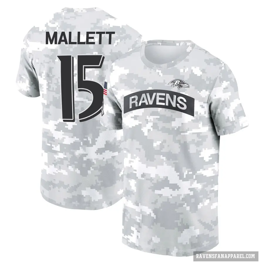 Women's ＃15 Ryan Mallett Baltimore Ravens Camo Arctic 2024 Salute to Service Long Sleeve T-Shirt