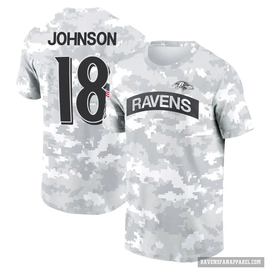 Women's ＃18 Diontae Johnson Baltimore Ravens Camo Arctic 2024 Salute to Service Long Sleeve T-Shirt