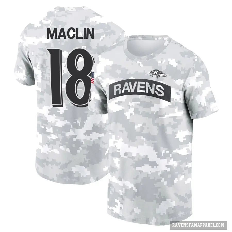 Women's ＃18 Jeremy Maclin Baltimore Ravens Camo Arctic 2024 Salute to Service Long Sleeve T-Shirt