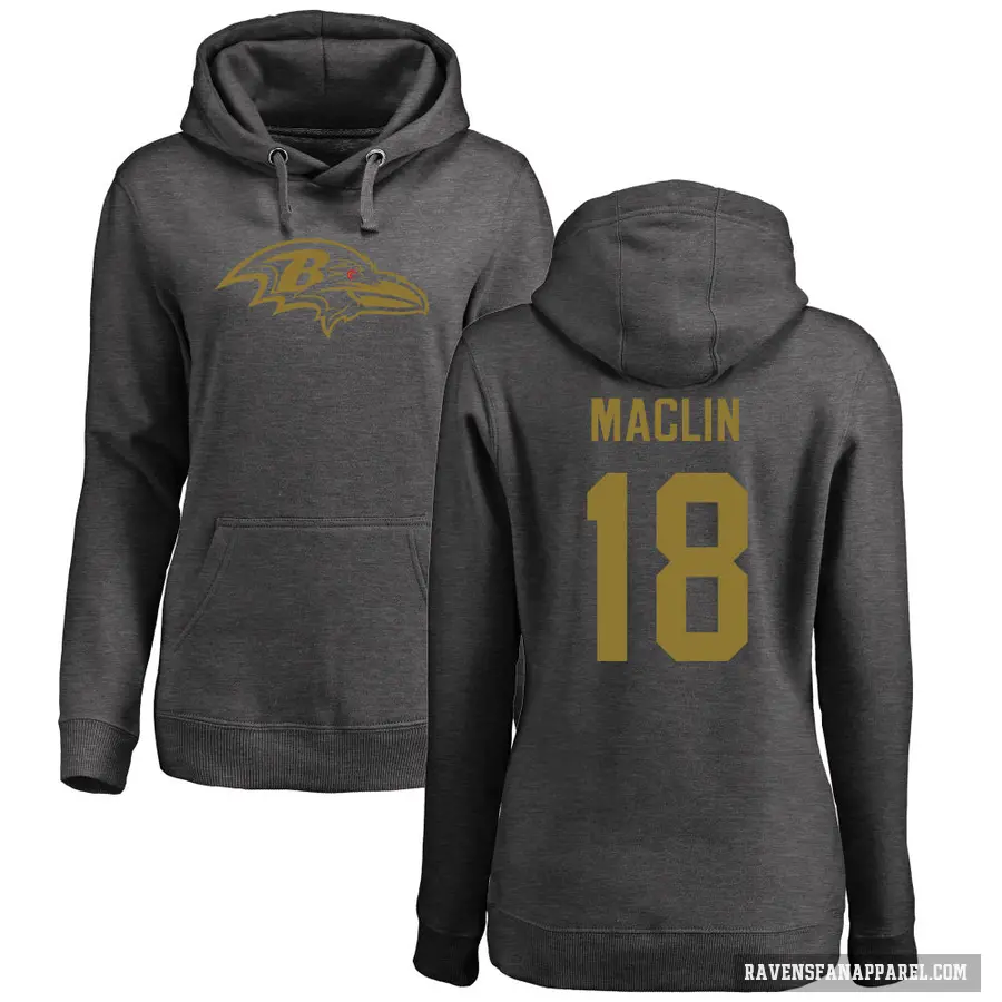 Women's ＃18 Jeremy Maclin Baltimore Ravens Pro Line by Branded Ash One Color Pullover Hoodie