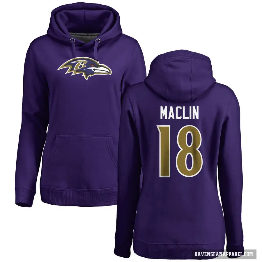 Women's ＃18 Jeremy Maclin Baltimore Ravens Purple Pro Line by Branded Name & Number Logo Pullover Hoodie