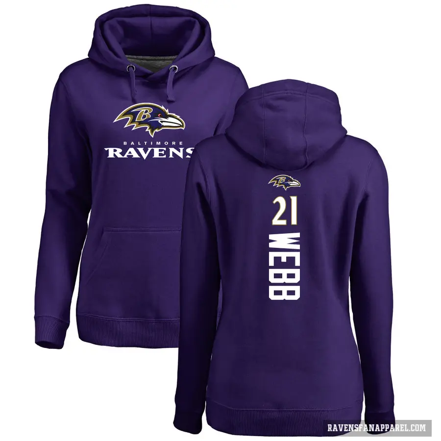 Women's ＃21 Lardarius Webb Baltimore Ravens Purple Branded Backer Pullover Hoodie