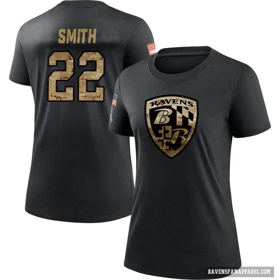 Women's ＃22 Jimmy Smith Baltimore Ravens Black 2020 Salute To Service Performance T-Shirt